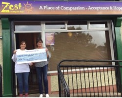 On behalf of Zest healing the hurt of Self-harm and Suicide. We would like to say Thank You to Geraldine Mc Ginn for her generous donation of £1039.15 raised durning a Coffee morning held in The Village Inn (killyclogher). Your kindness and support is gratefully appreciated. ( In photo) Geraldine Mc Ginn presenting the cheque to Margaret Hasson Zest (fundraising volunteer).